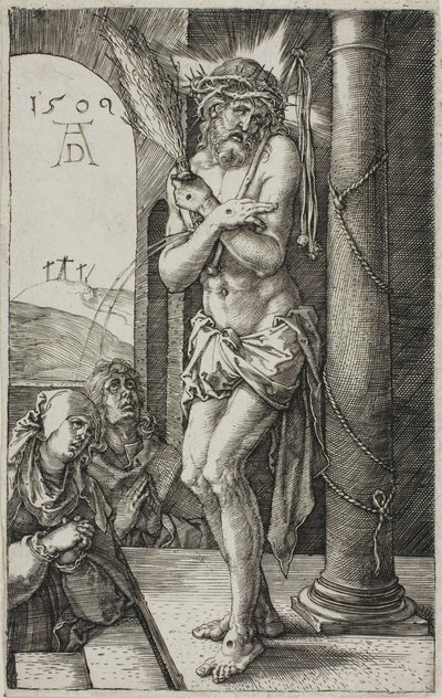 Mąż boleści przy kolumnie, frontyspis z Grawerowanej pasji, autorstwa Albrecht Dürer