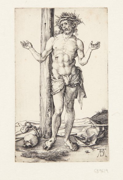 Mąż Bolesny z podniesionymi rękami autorstwa Albrecht Dürer