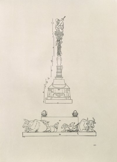Pomnik upamiętniający Zwycięstwo nad Chłopami, z „Podręcznika Miar”, wyd. 1525 autorstwa Albrecht Dürer