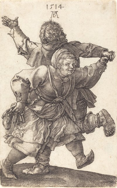 Tańcząca para chłopska, 1514. autorstwa Albrecht Dürer