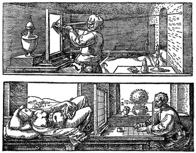 Maszyna perspektywiczna, 1525, 1936 autorstwa Albrecht Dürer