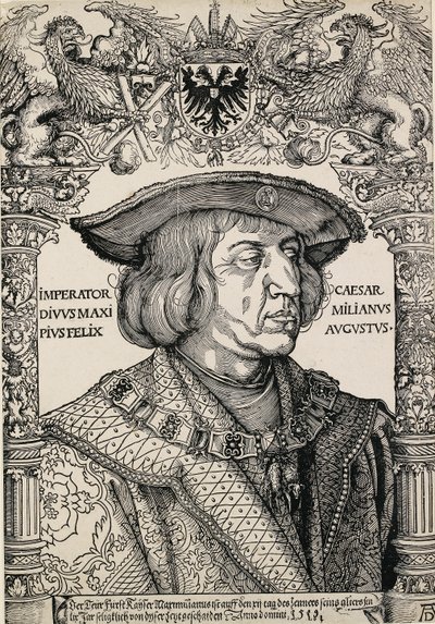 Portret cesarza Maksymiliana I, ok. 1519 autorstwa Albrecht Dürer