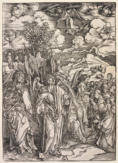 Objawienie św. Jana: Cztery anioły podtrzymujące wiatry, 1511. autorstwa Albrecht Dürer