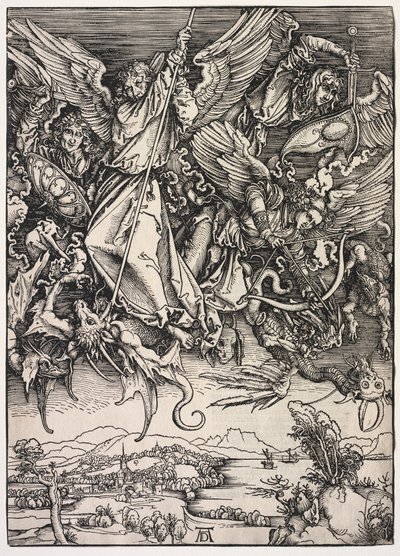Objawienie św. Jana: św. Michał walczący ze Smokiem autorstwa Albrecht Dürer