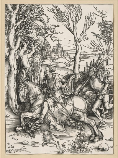 Rycerz na koniu i landsknecht autorstwa Albrecht Dürer