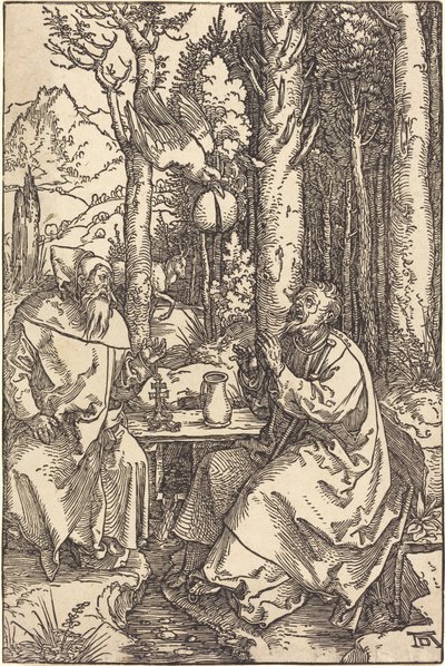 Św. Antoni i Św. Paweł na pustkowiu autorstwa Albrecht Dürer
