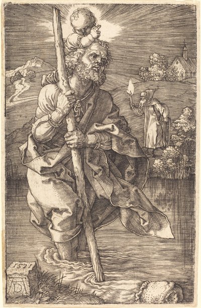 Święty Krzysztof zwrócony w prawo autorstwa Albrecht Dürer