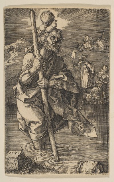 Święty Krzysztof zwrócony w prawo autorstwa Albrecht Dürer