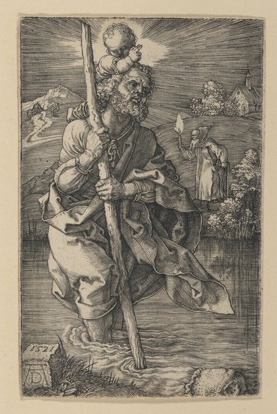Święty Krzysztof zwrócony w prawo autorstwa Albrecht Dürer