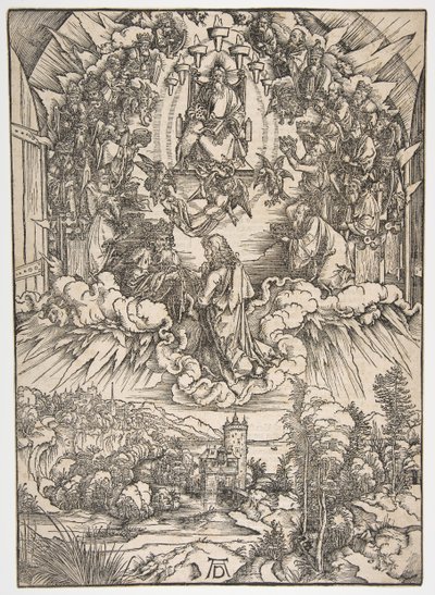 Św. Jan przed Bogiem i starszyzną, z Apokalipsy.n.d. autorstwa Albrecht Dürer