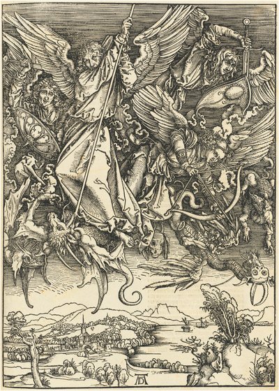 Święty Michał walczący ze smokiem autorstwa Albrecht Dürer