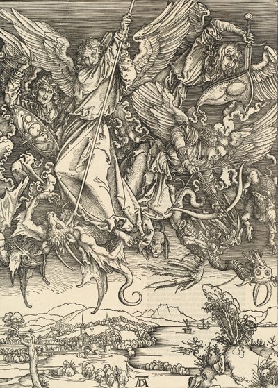 Święty Michał walczący ze smokiem, 1498. autorstwa Albrecht Dürer