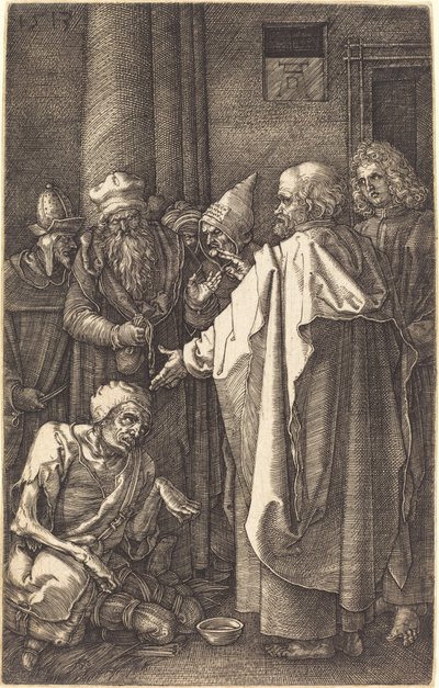 Św. Piotr i św. Jan uzdrawiają kalekę w bramie świątyni autorstwa Albrecht Dürer