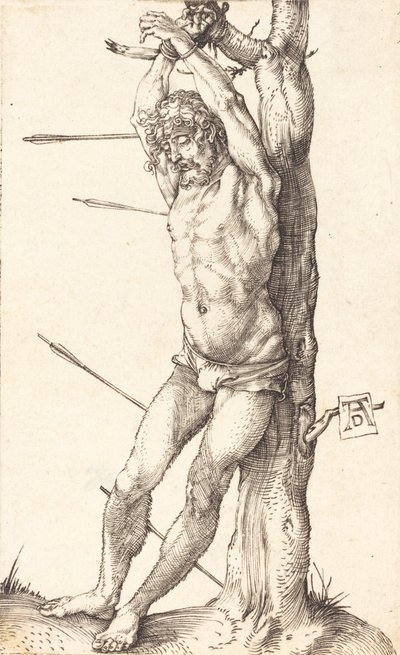 Święty Sebastian przywiązany do drzewa, 15001501. autorstwa Albrecht Dürer