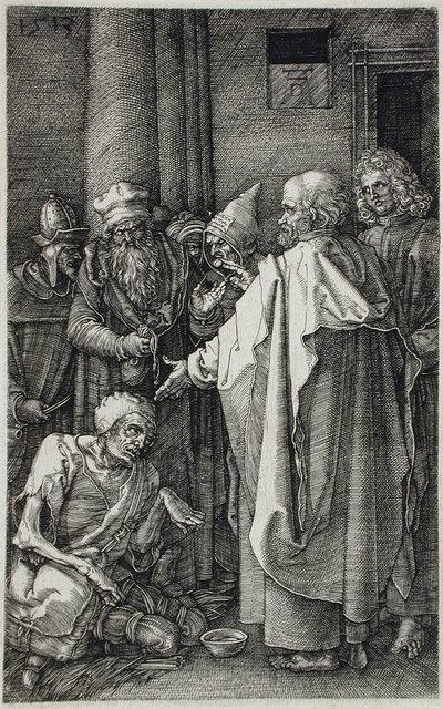 Święci Piotr i Jan uzdrawiają chromego przy bramie świątyni autorstwa Albrecht Dürer