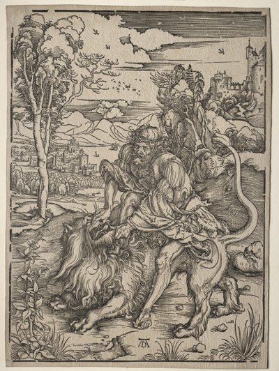 Samson zabijający lwa autorstwa Albrecht Dürer