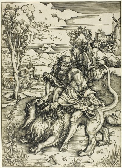 Samson rozdzierający lwa autorstwa Albrecht Dürer
