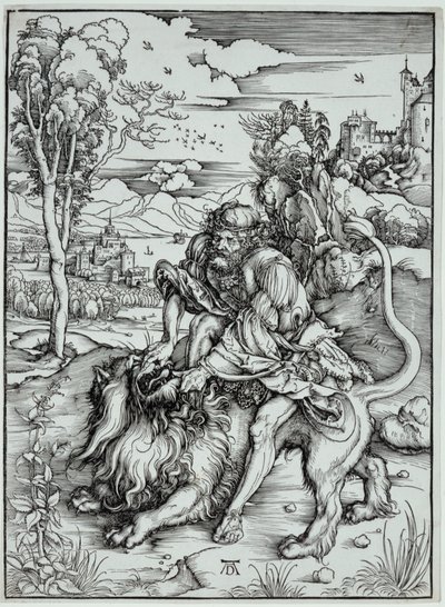 Samson zabija lwa autorstwa Albrecht Dürer