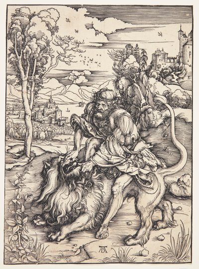 Samson rozrywający lwa autorstwa Albrecht Dürer