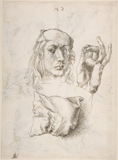 Autoportret, Studium dłoni i poduszki autorstwa Albrecht Dürer