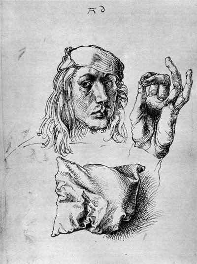 Autoportret z poduszką, 1493, 1936 autorstwa Albrecht Dürer