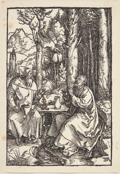 Św. Antoni odwiedza św. Pawła na pustyni autorstwa Albrecht Dürer