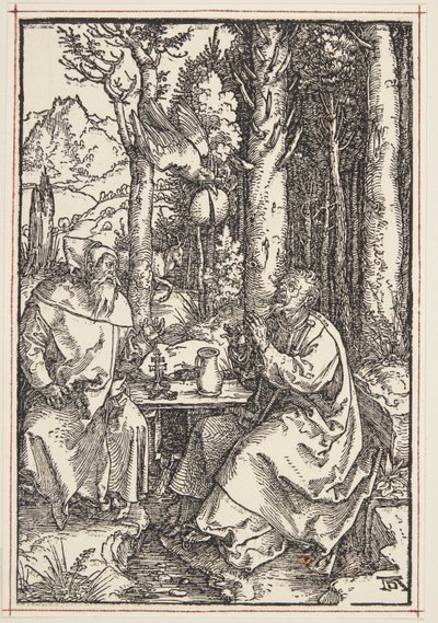 Św. Antoni odwiedza św. Pawła na pustyni autorstwa Albrecht Dürer