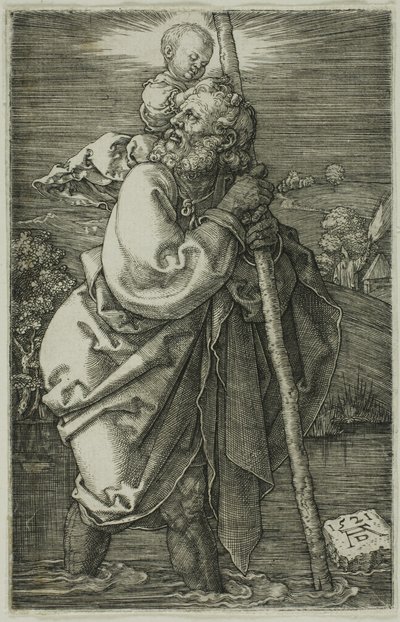 Św. Krzysztof zwrócony w lewo autorstwa Albrecht Dürer
