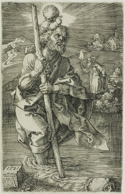 Św. Krzysztof zwrócony w prawo autorstwa Albrecht Dürer