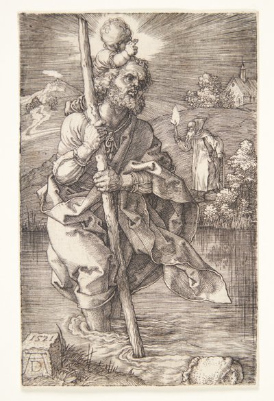 Św. Krzysztof zwrócony w prawo autorstwa Albrecht Dürer