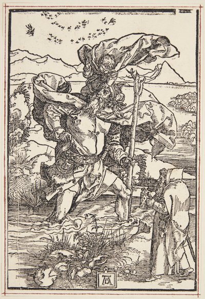 Św. Krzysztof na pustkowiu z lotem ptaków autorstwa Albrecht Dürer