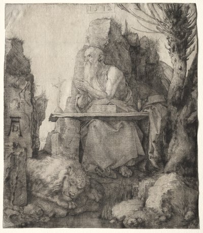 Św. Hieronim siedzący w pobliżu wierzby Pollard autorstwa Albrecht Dürer