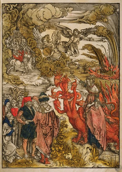 Św. Jan na pustyni, 1498 (kolorowy drzeworyt) autorstwa Albrecht Dürer