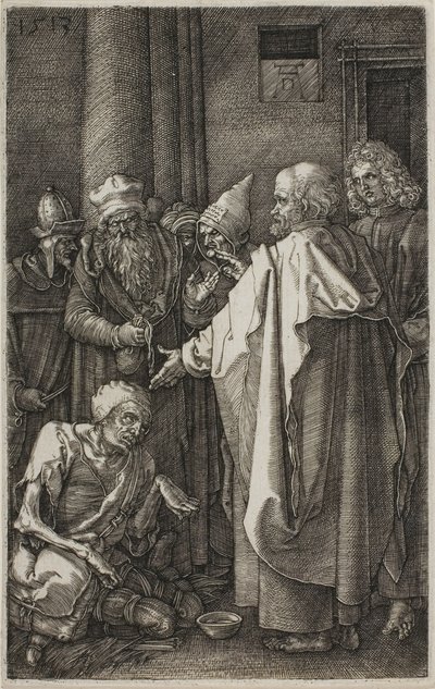 Św. Piotr i św. Jan Uzdrawiający kalekę, z „Pasji wyrytej” autorstwa Albrecht Dürer