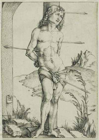 Św. Sebastian przywiązany do kolumny autorstwa Albrecht Dürer