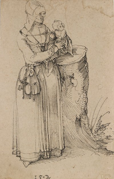 Stojąca postać kobiety trzymającej dziecko, 1502 autorstwa Albrecht Dürer