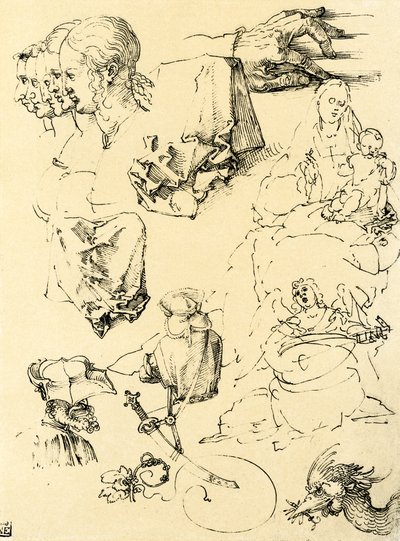 Arkusz do badań z różnymi wzorami autorstwa Albrecht Dürer