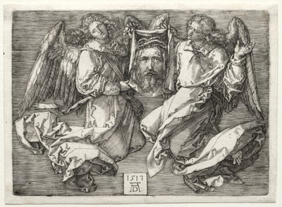Sudarium wyświetlane przez dwa anioły. autorstwa Albrecht Dürer