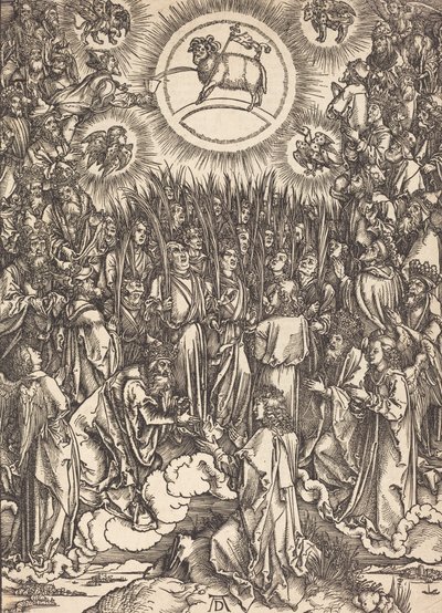 Adoracja Baranka, prawdopodobnie ok. 14961498. autorstwa Albrecht Dürer