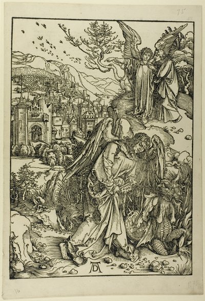 Anioł z kluczem do bezdennej jamy, z filmu Apocalypse autorstwa Albrecht Dürer