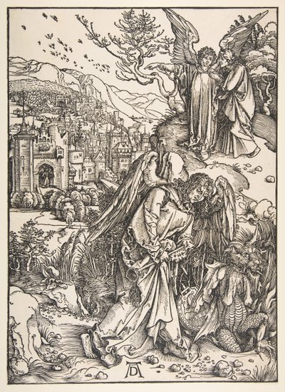 Anioł z kluczem do bezdennej jamy, 1511. autorstwa Albrecht Dürer