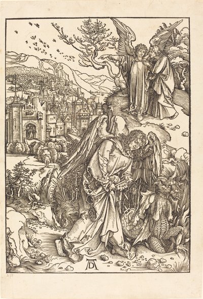 Anioł z kluczem do bezdennej jamy autorstwa Albrecht Dürer