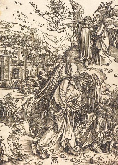 Anioł z kluczem do otchłani bez dna, prawdopodobnie ok. 14961498. autorstwa Albrecht Dürer