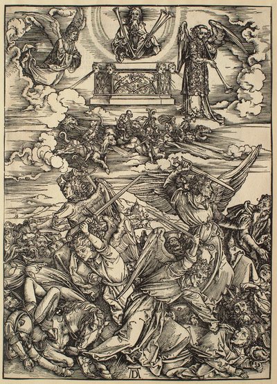Apokalipsa: Czterej mszczący się aniołowie autorstwa Albrecht Dürer