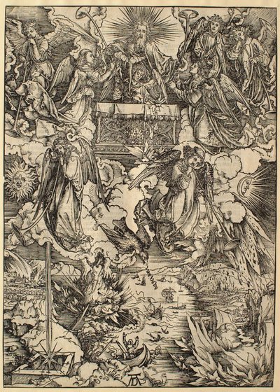 Apokalipsa: Siedmiu aniołów z trąbami autorstwa Albrecht Dürer