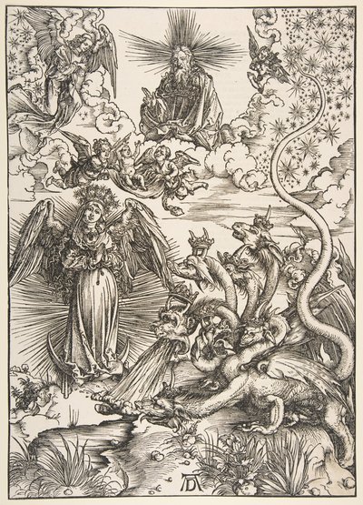 Kobieta apokaliptyczna z serii Apocalypse, 1511. autorstwa Albrecht Dürer