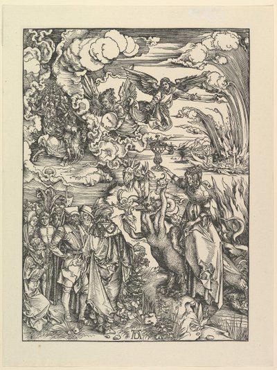 Babilońska dziwka z „Apokalipsy”. Faks.n.d. autorstwa Albrecht Dürer