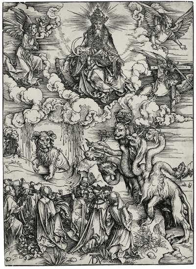 Bestia z dwoma rogami jak baranek, c. 1497 autorstwa Albrecht Dürer