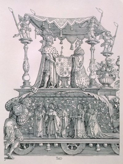Zaślubiny Burgundzkie albo procesja triumfalna cesarza Niemiec Maksymiliana I (1459-1519) przedstawiająca rydwan weselny Maksymiliana i Marii Burgundzkiej (1458-82), wyd. 1526 (detal autorstwa Albrecht Dürer