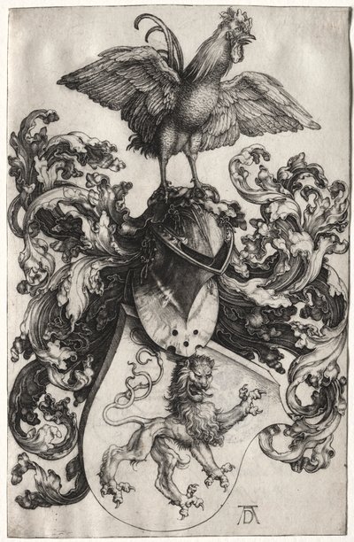 Herb z lwem i kogutem autorstwa Albrecht Dürer